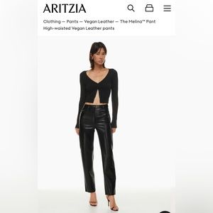 Aritzia Wilfred Vegan Leather Melina Pants size 10